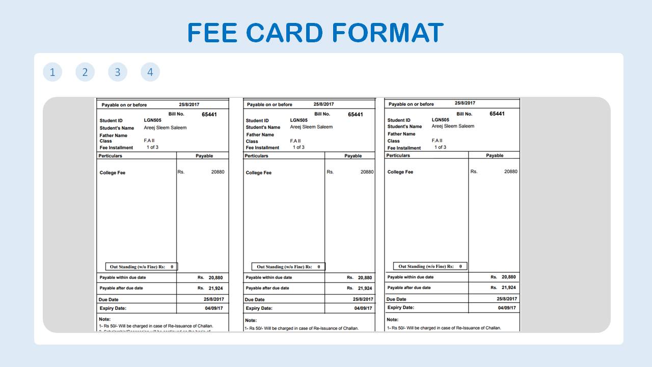 Student Fee Card